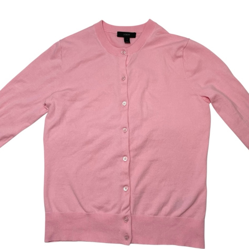 JCrew Pink cotton cardigan sweater small button front sz small feminine classic - Picture 5 of 8